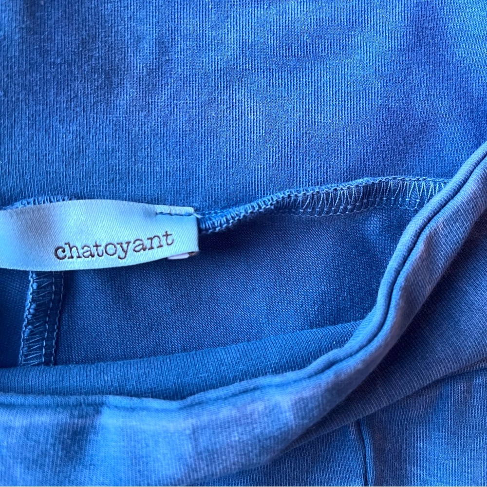 Chatoyant Women’s Mineral Wash Flare Leggings Size L Bottoms Slits Blue - Picture 6 of 7